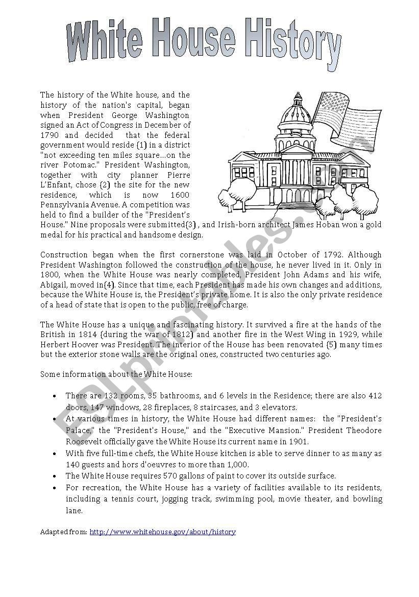 The White House Reading Plus Exercises ESL Worksheet By Olaola