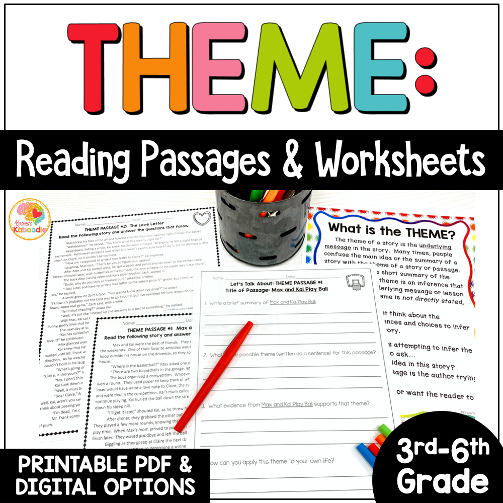 Theme Reading Comprehension Worksheets