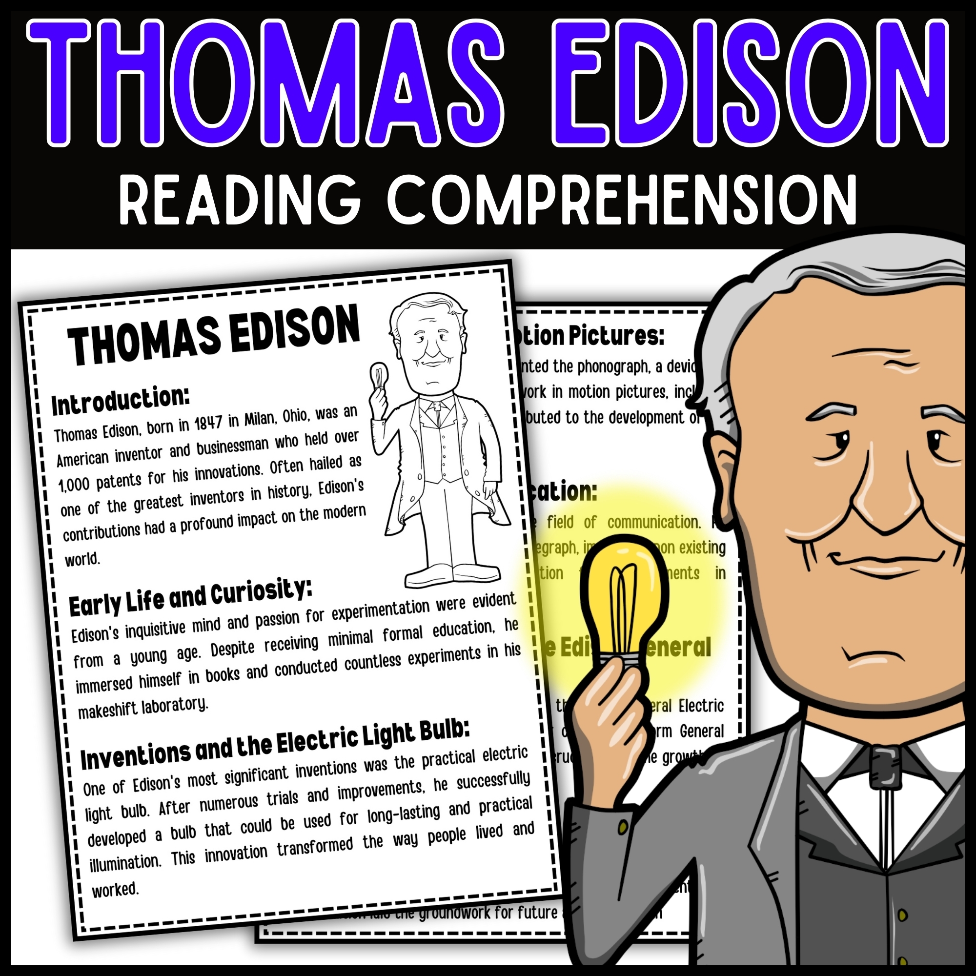 Thomas Edison Reading Comprehension Passage U0026 Questions