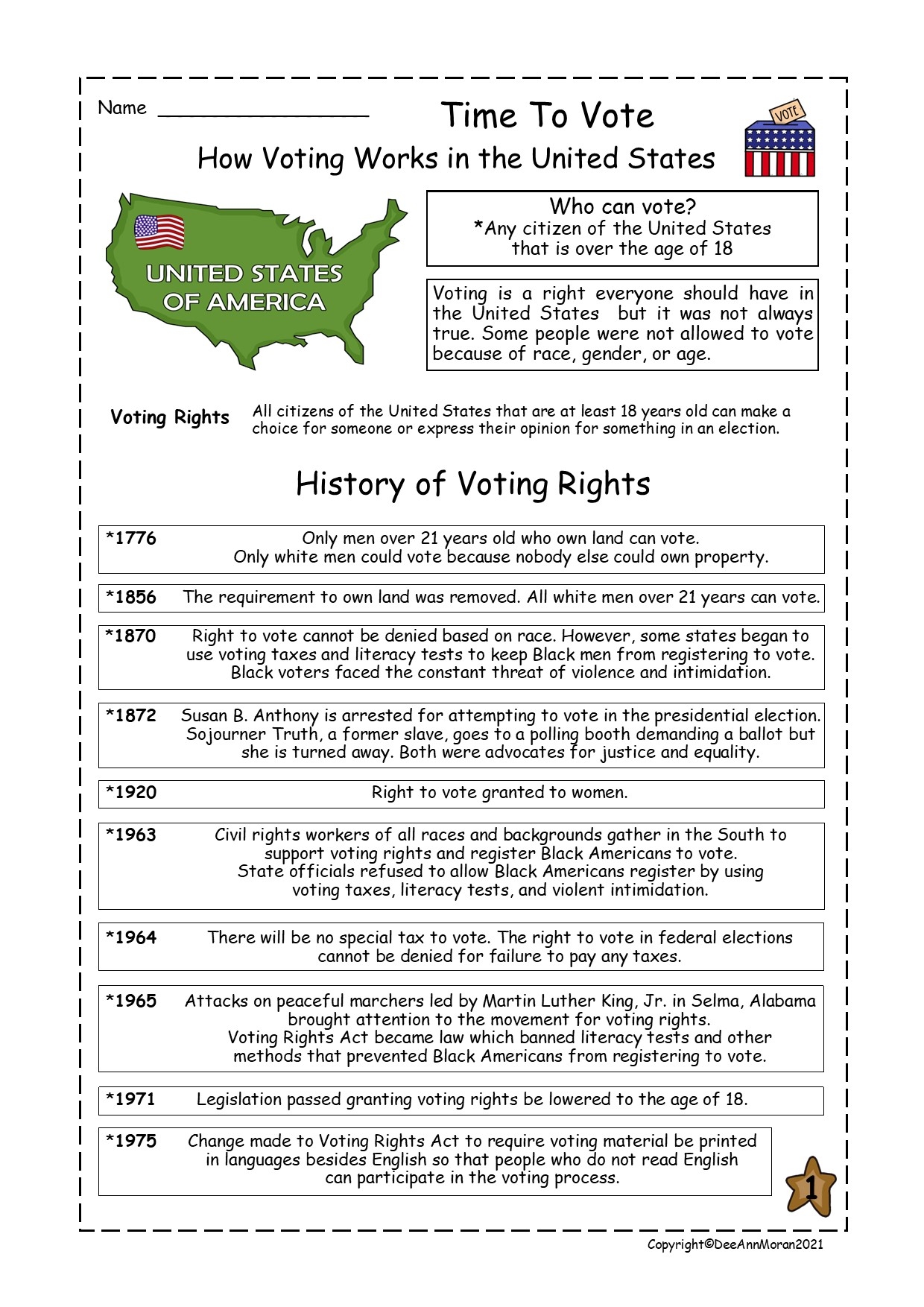 Time To Vote History Elections Electoral College Reading Comprehension Passage Made By Teachers
