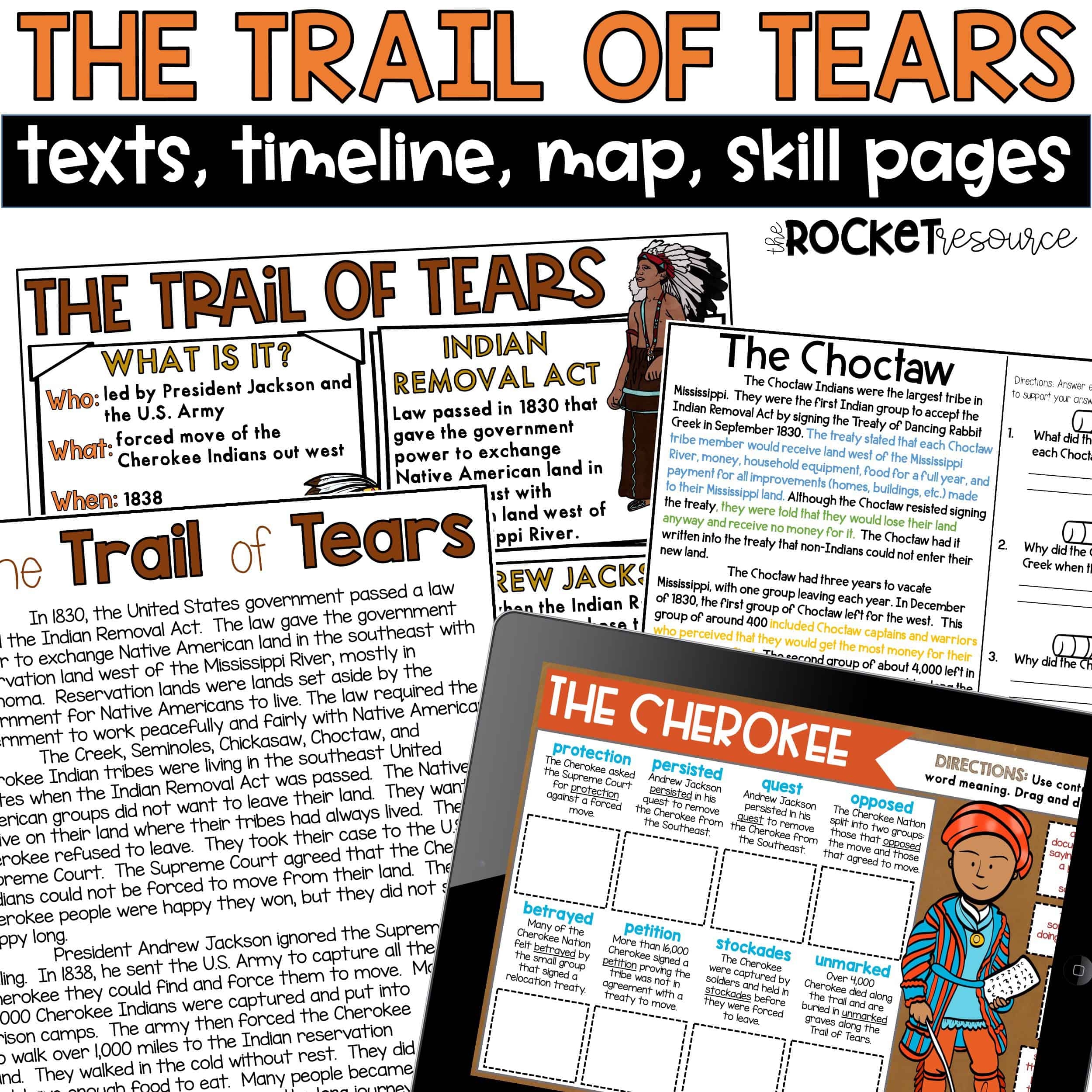 Trail Of Tears Texts And Activities Indian Removal Act The Rocket Resource