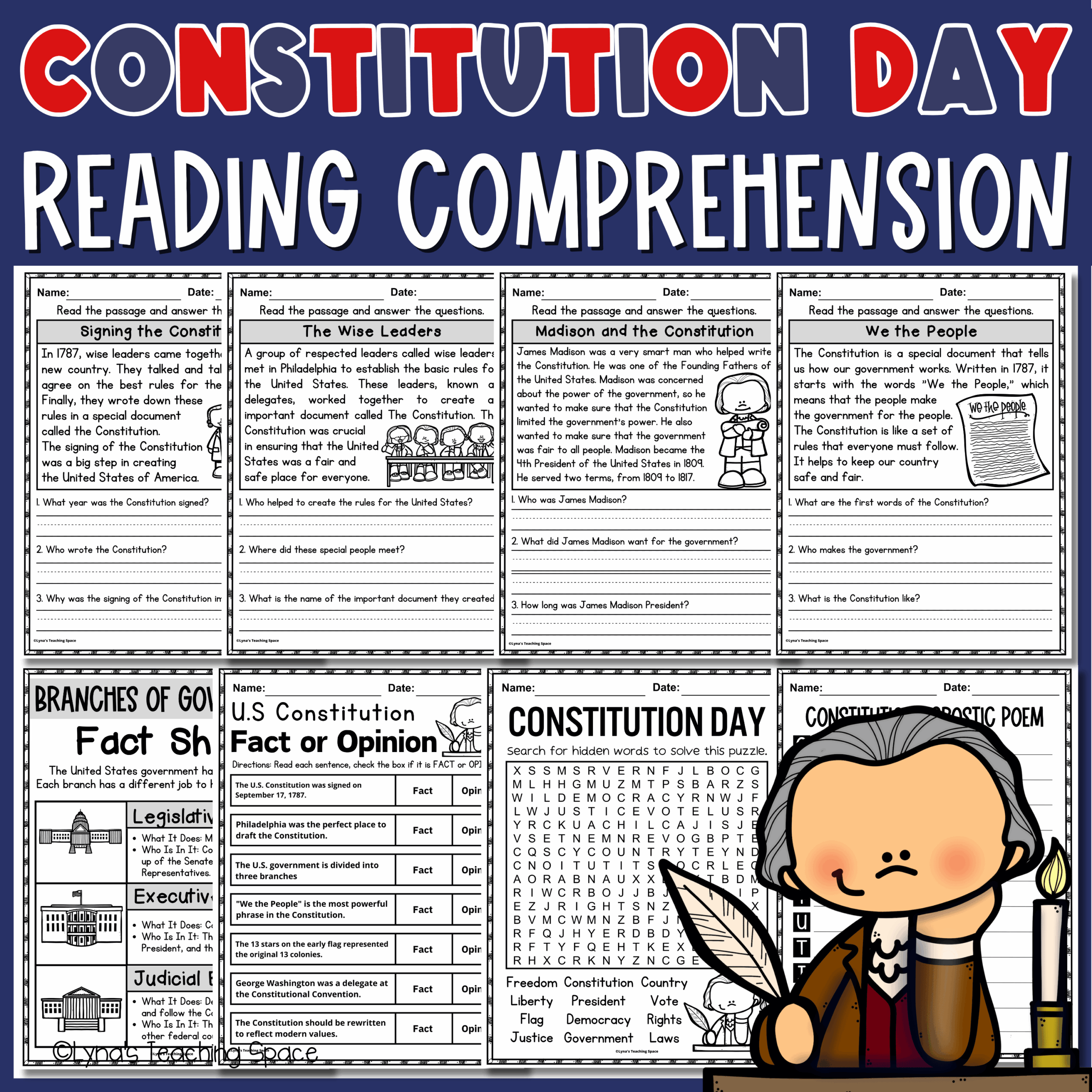 U S Constitution Day Reading Comprehension Passages U0026 Questions 
