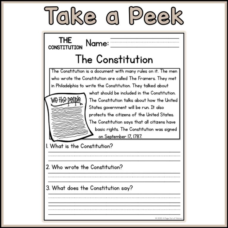 US Constitution Social Studies Reading Comprehension Passages K 2 Made By Teachers