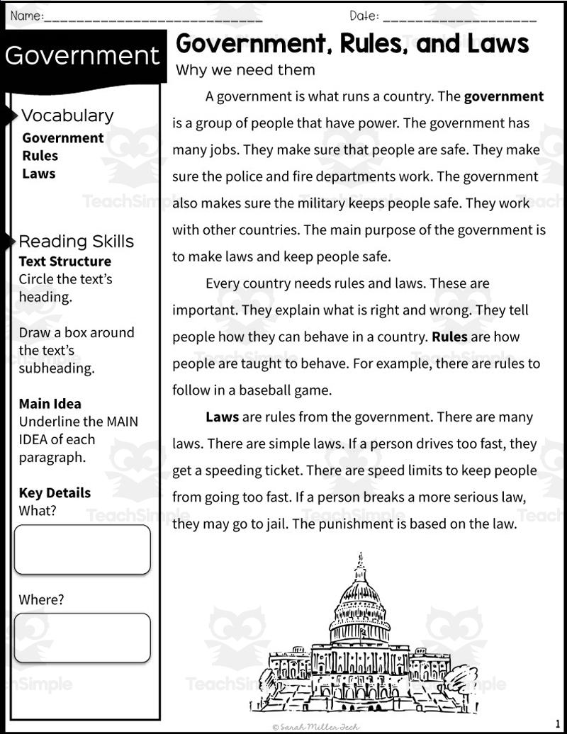 US Fabulous Government Reading Comprehension