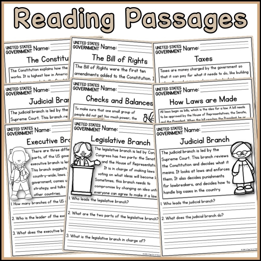 US Government Social Studies Reading Comprehension Passages K 2 Made By Teachers