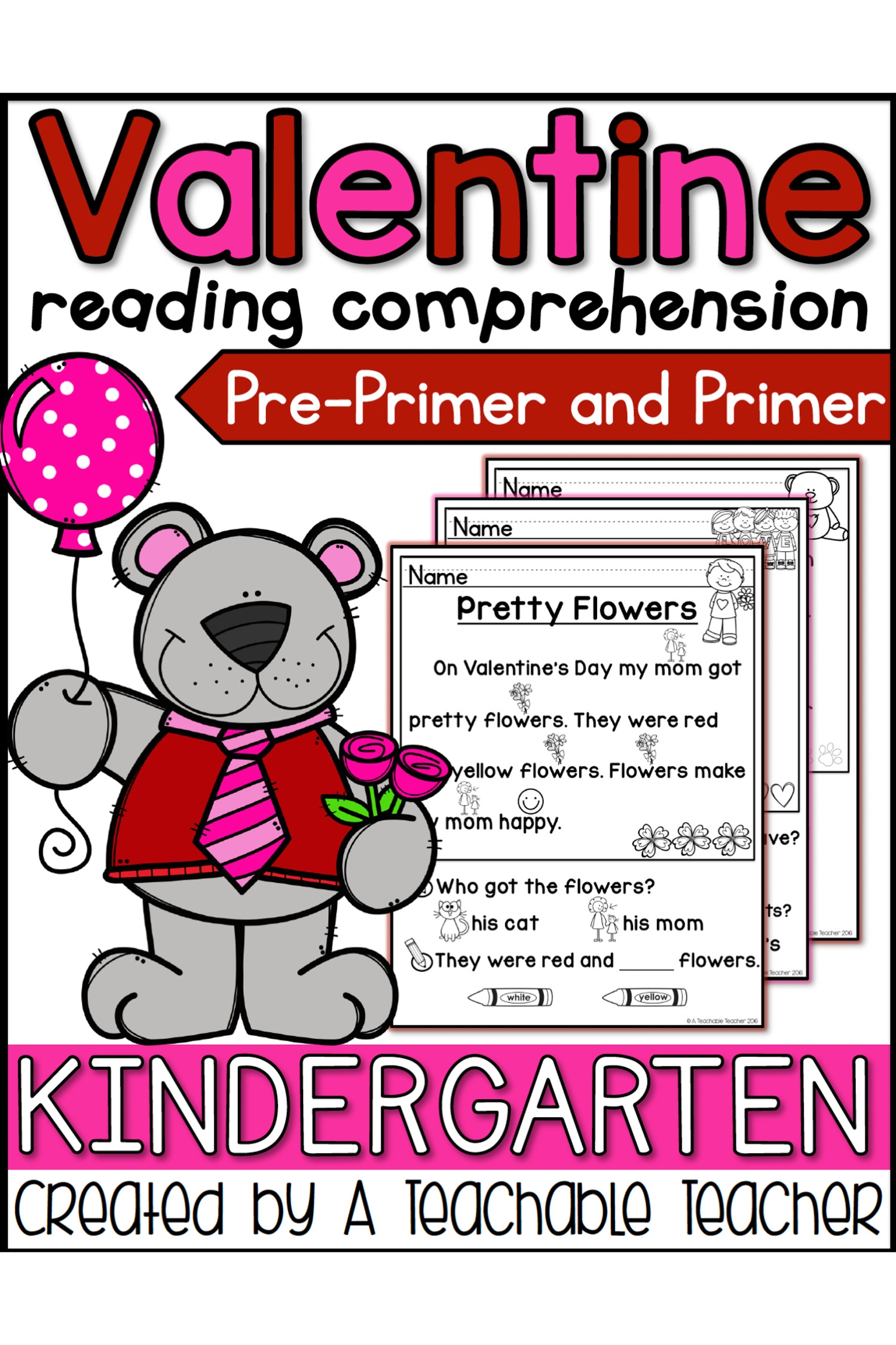 Valentine Reading Comprehension Pre Primer And Primer 