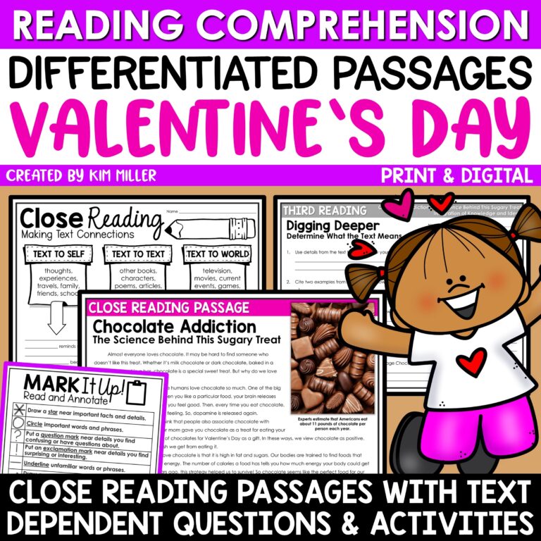 Valentine s Day Activities Reading Comprehension Passages Questions Close Reading A Love Of Teaching Kim Miller