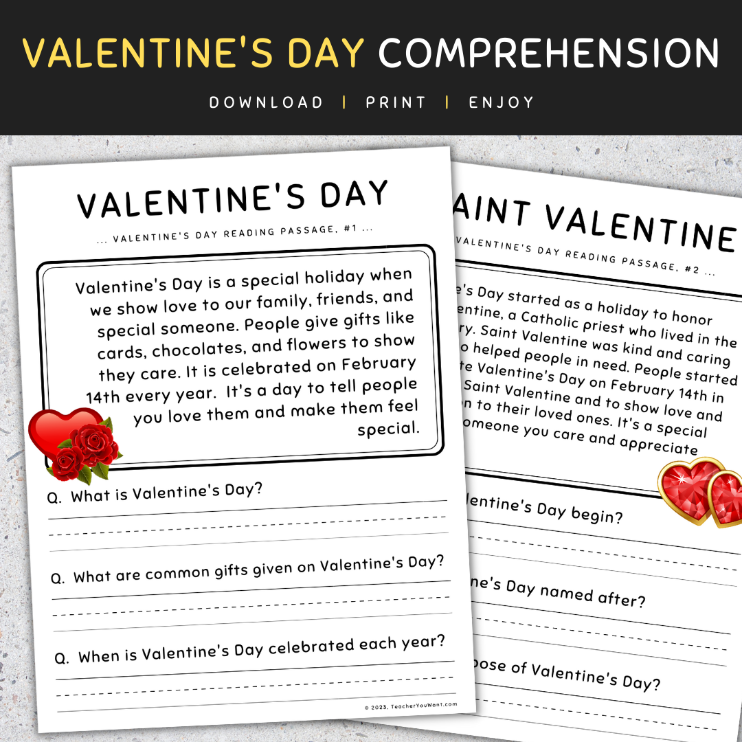 Valentine s Day Reading Comprehension Reading Activities 