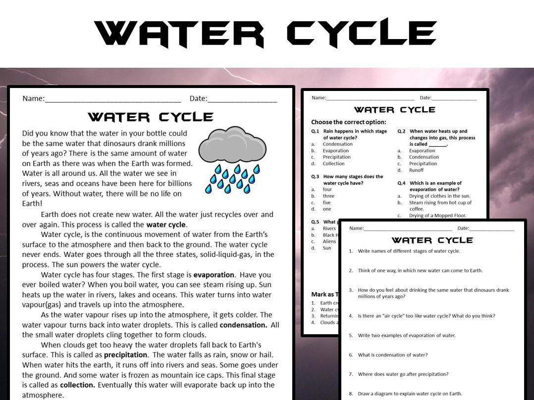 Water Cycle Reading Comprehension Passage And Questions PDF 