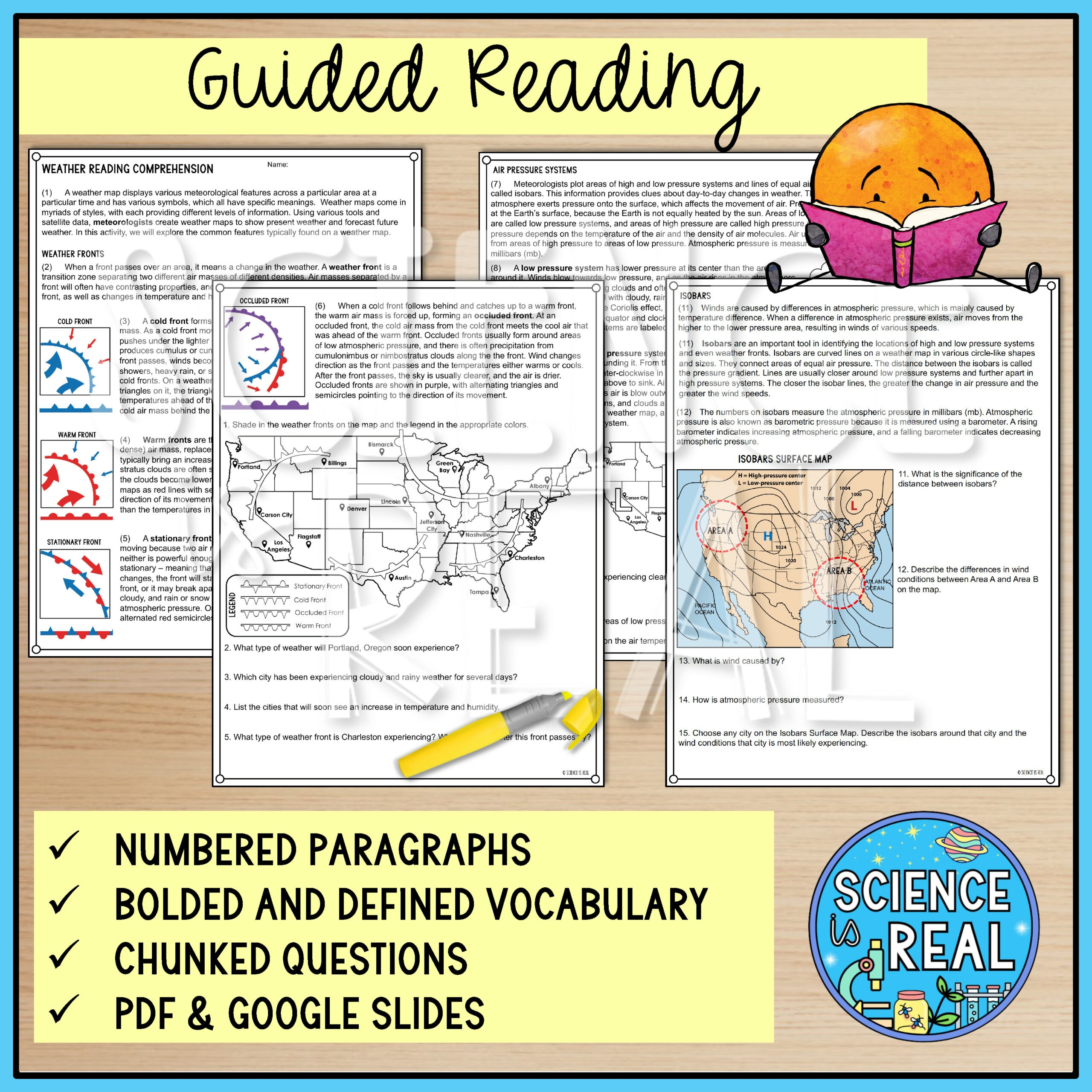 Weather Maps Reading Comprehension And Analysis Worksheets Classful