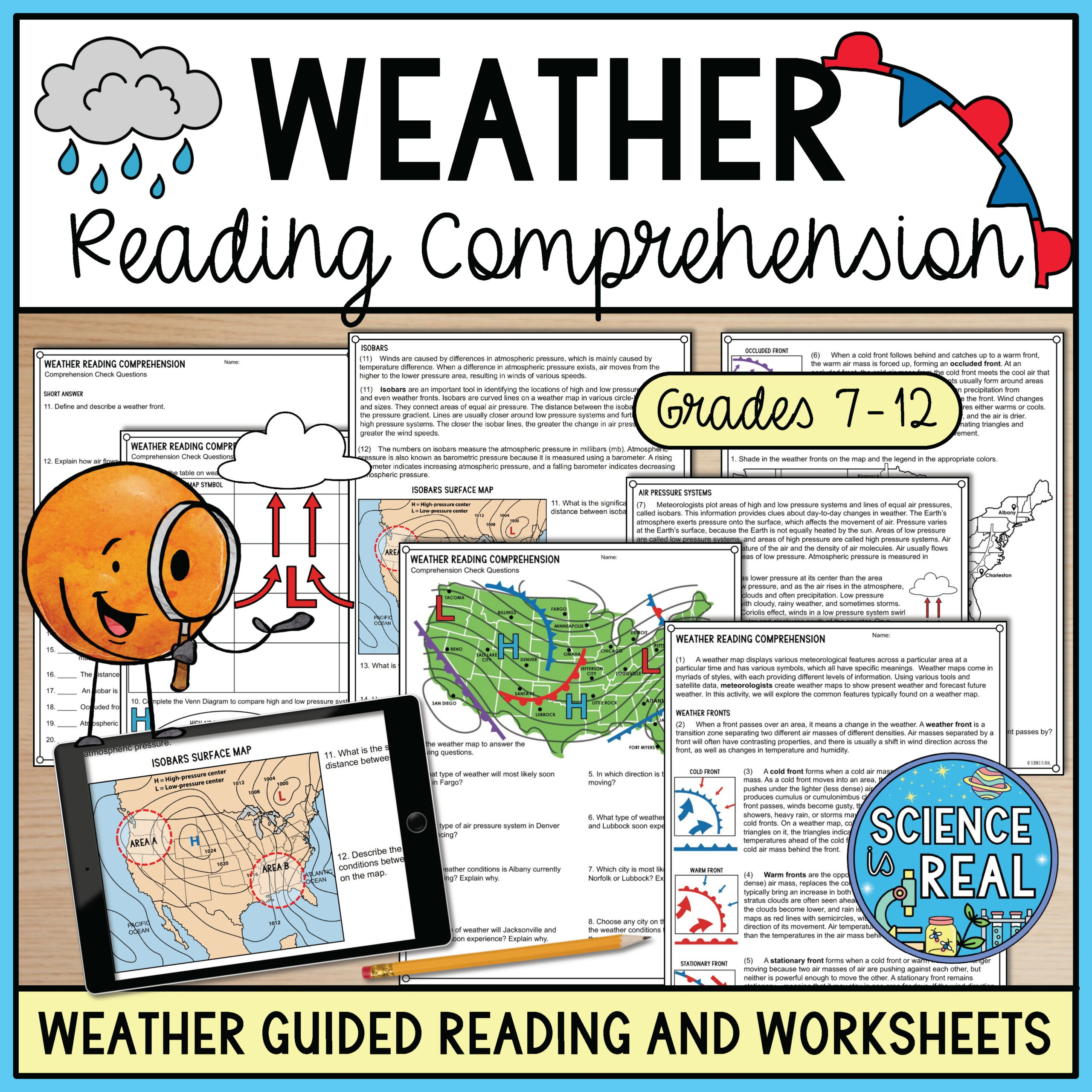 Weather Maps Reading Comprehension And Analysis Worksheets Classful