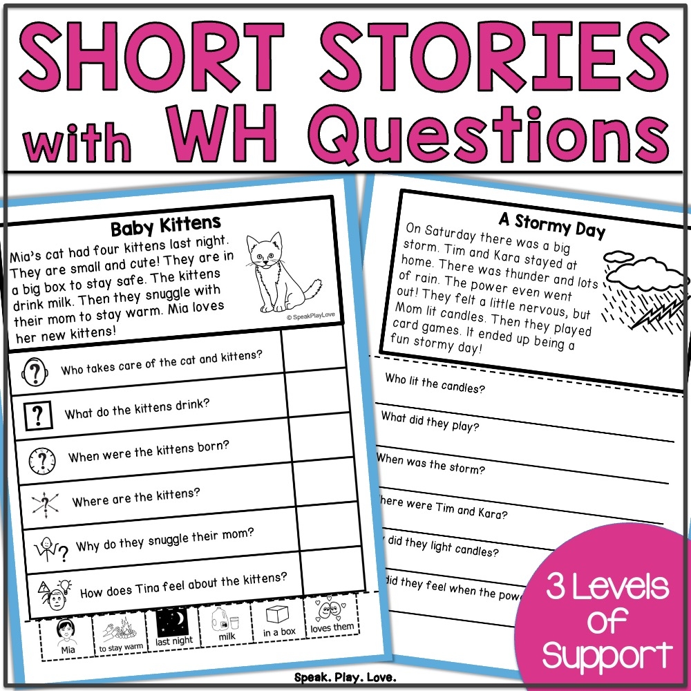 WH Questions Short Stories Speech Therapy Auditory 
