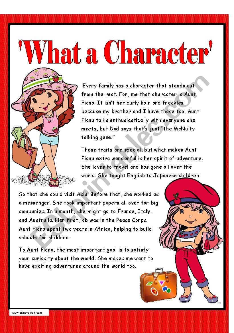 Character Traits Reading Comprehension Worksheets