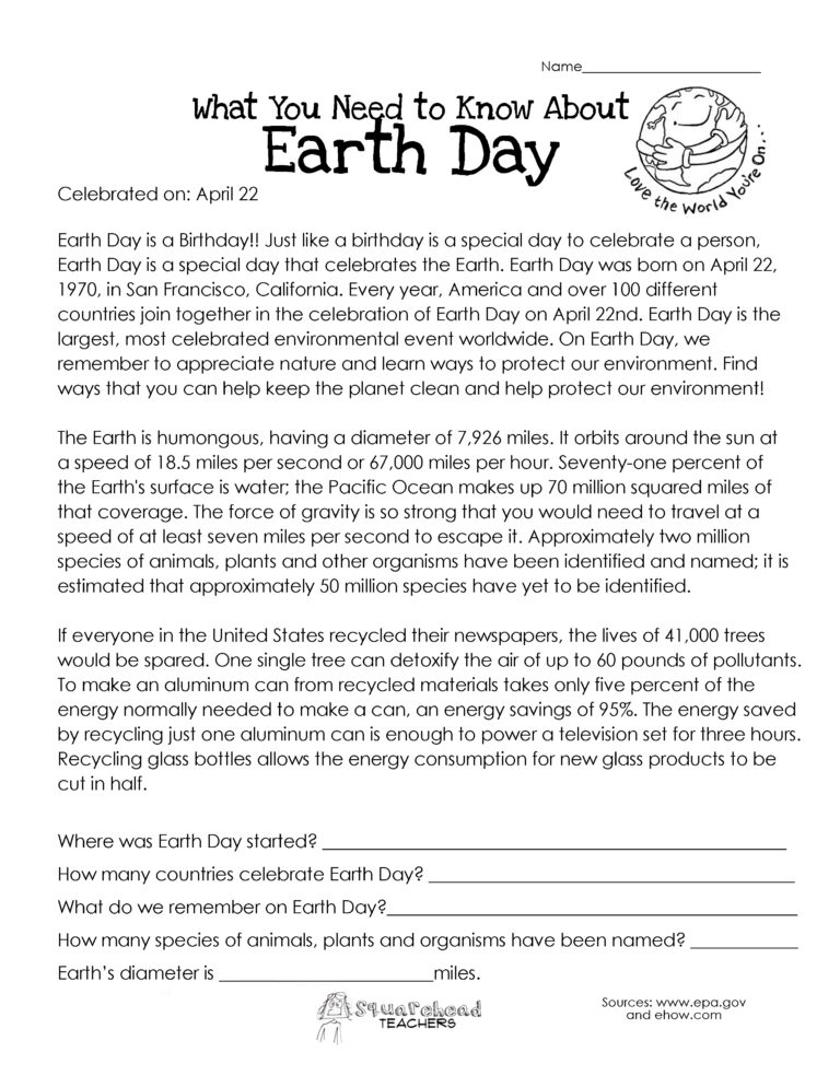 What You Need To Know About Earth Day Squarehead Teachers Worksheets Library