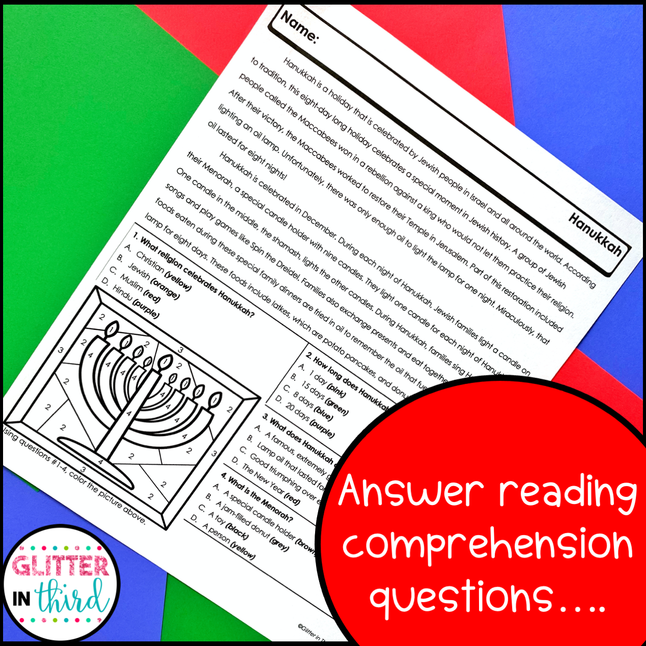 Winter Holidays Around The World Reading Comprehension Worksheets 