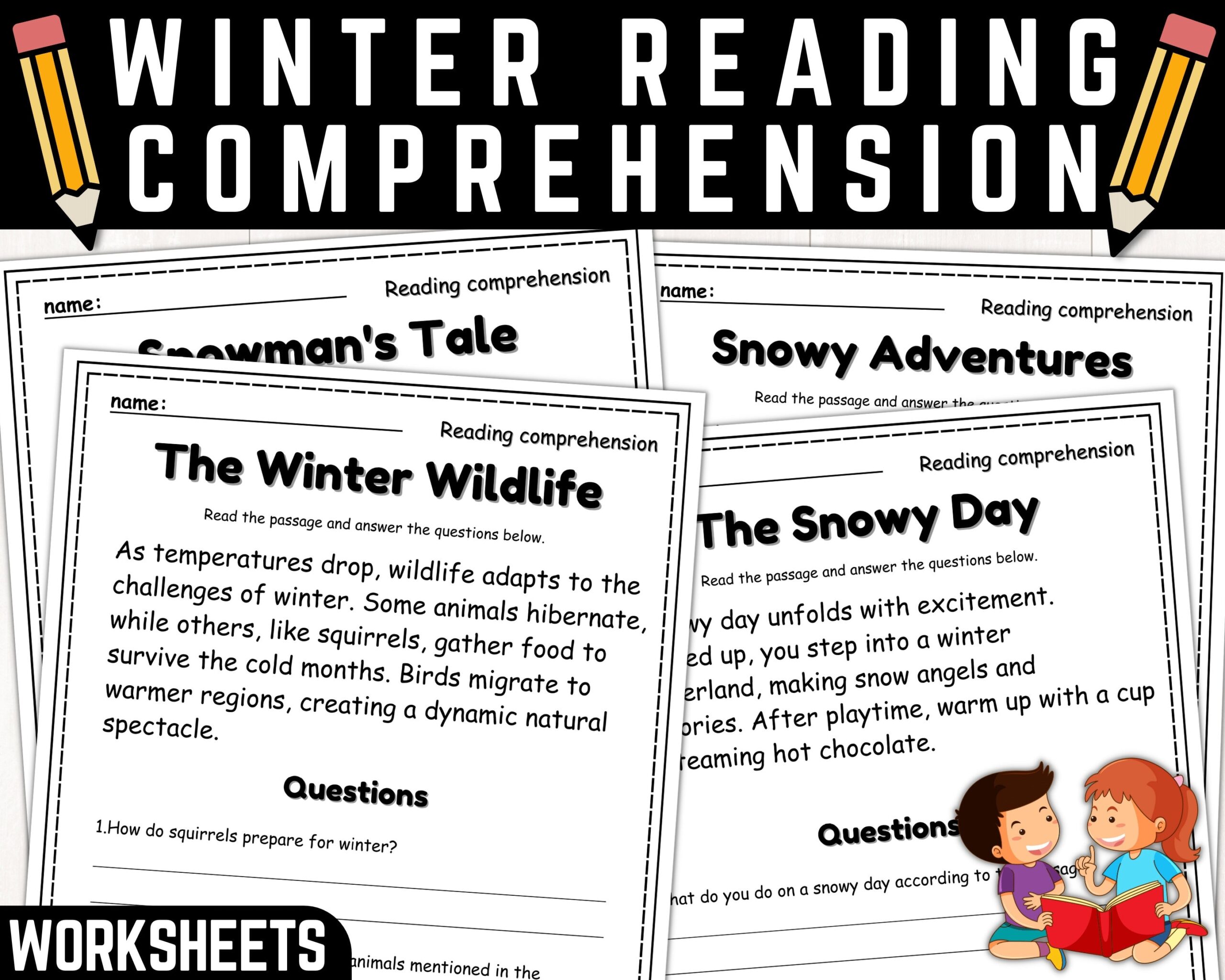 Winter Reading Comprehension Worksheets Reading Activities 