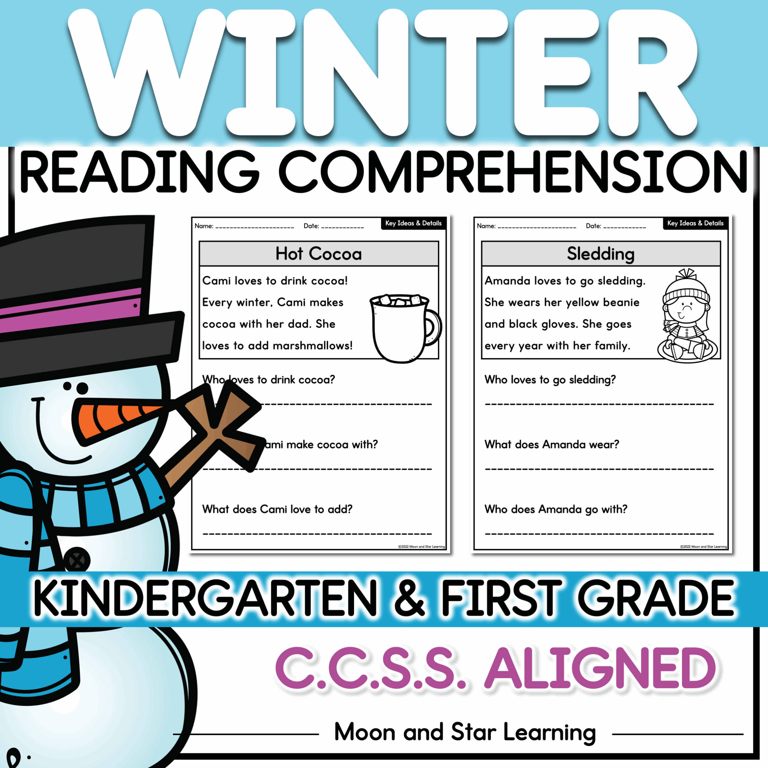Winter Themed Reading Comprehension Kindergarten U0026 First Grade Classful
