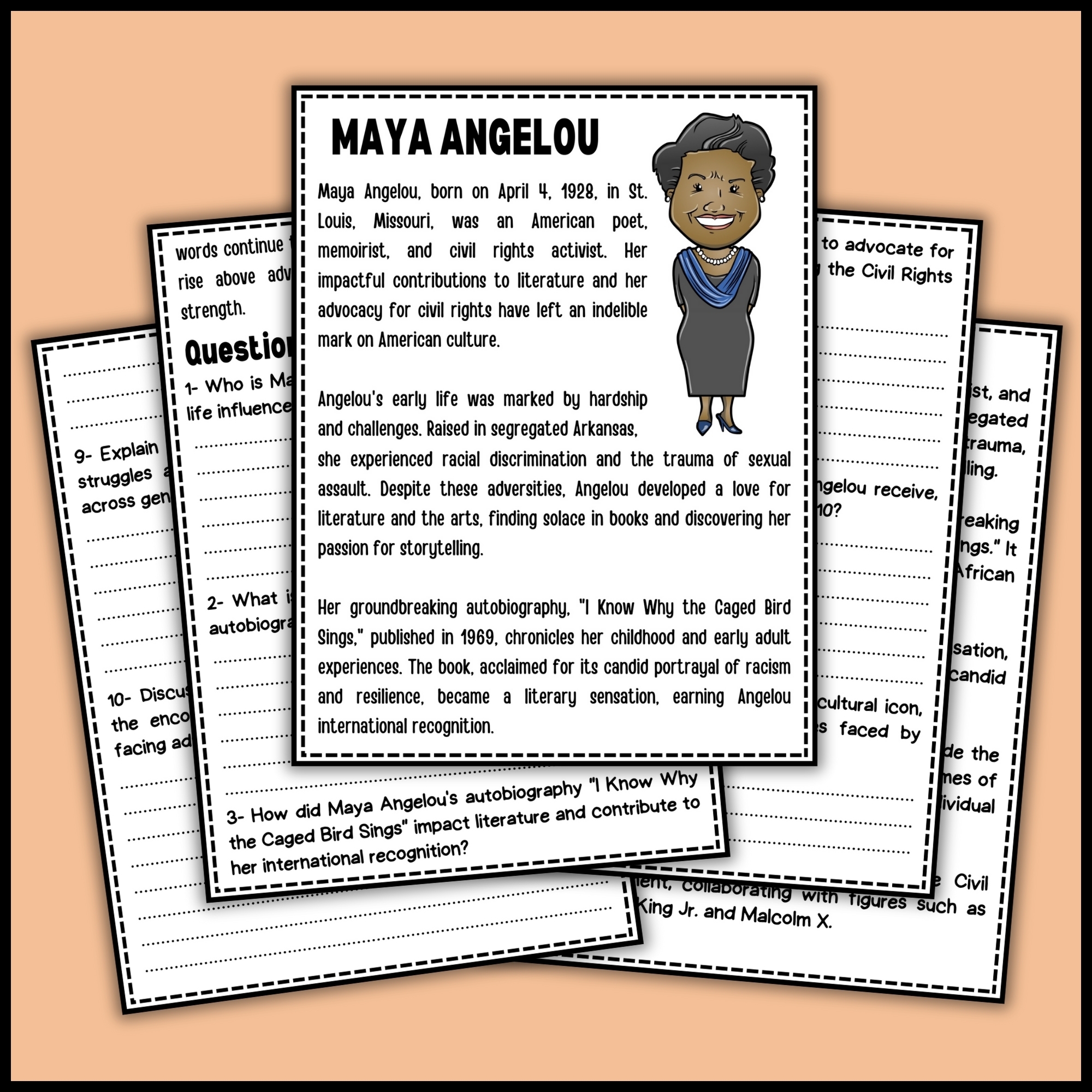 Women s History Month Maya Angelou Reading Comprehension Passage 