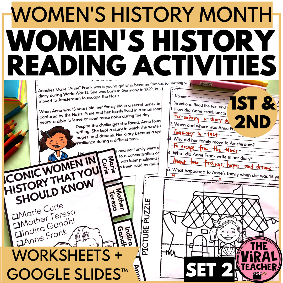 Women s History Month Reading Comprehension Passages And ELA Activities Set 2 Made By Teachers