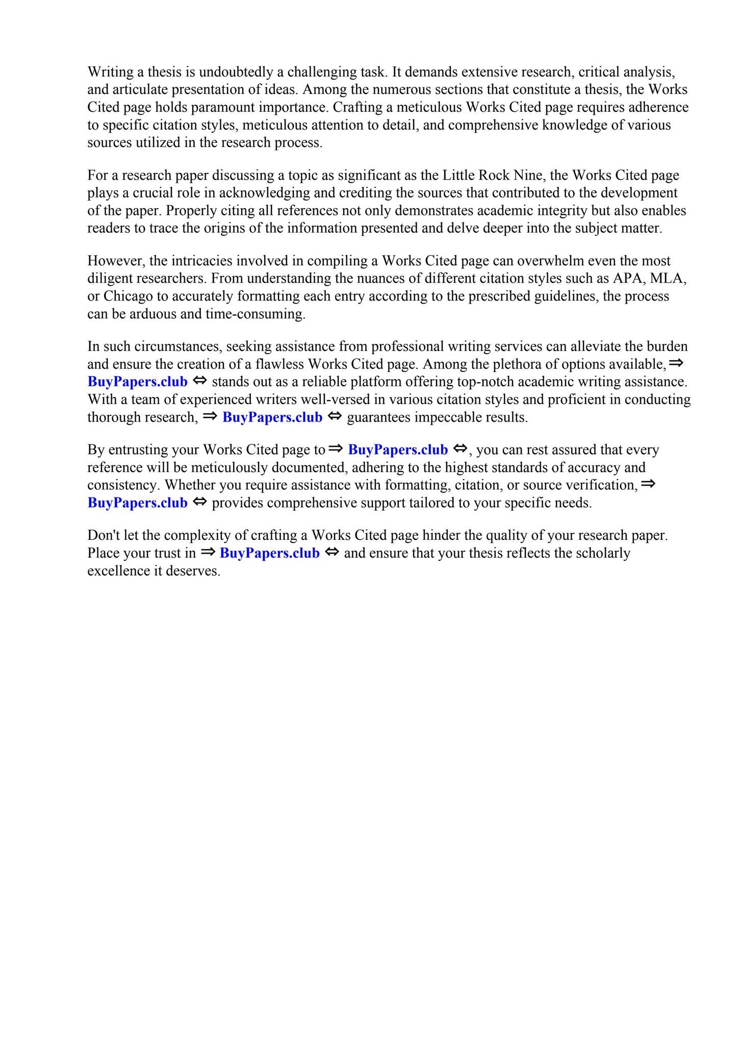 Works Cited Page For A Research Paper About The Little Rock Nine 