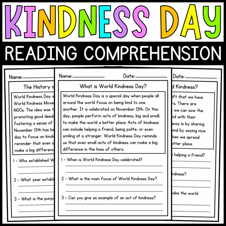 World Kindness Day Reading Comprehension Passages Kindness Day 