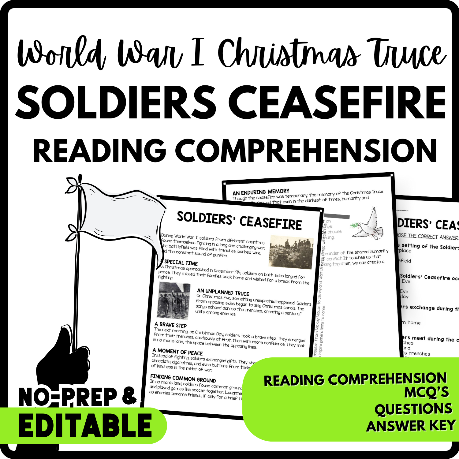 World War I Christmas Truce Soldiers Ceasefire Reading Comprehension Worksheet Teachers Stock