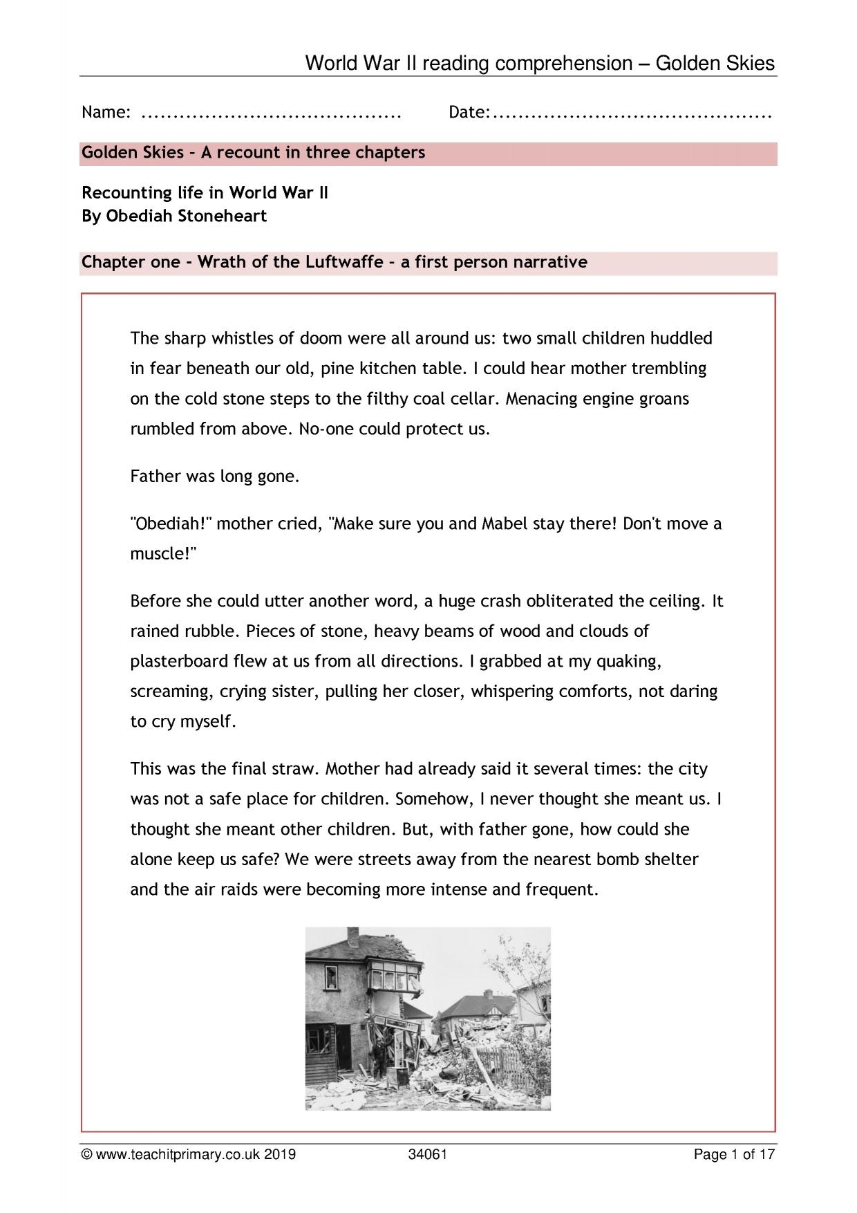World War II Reading Comprehension KS2 History Teachit