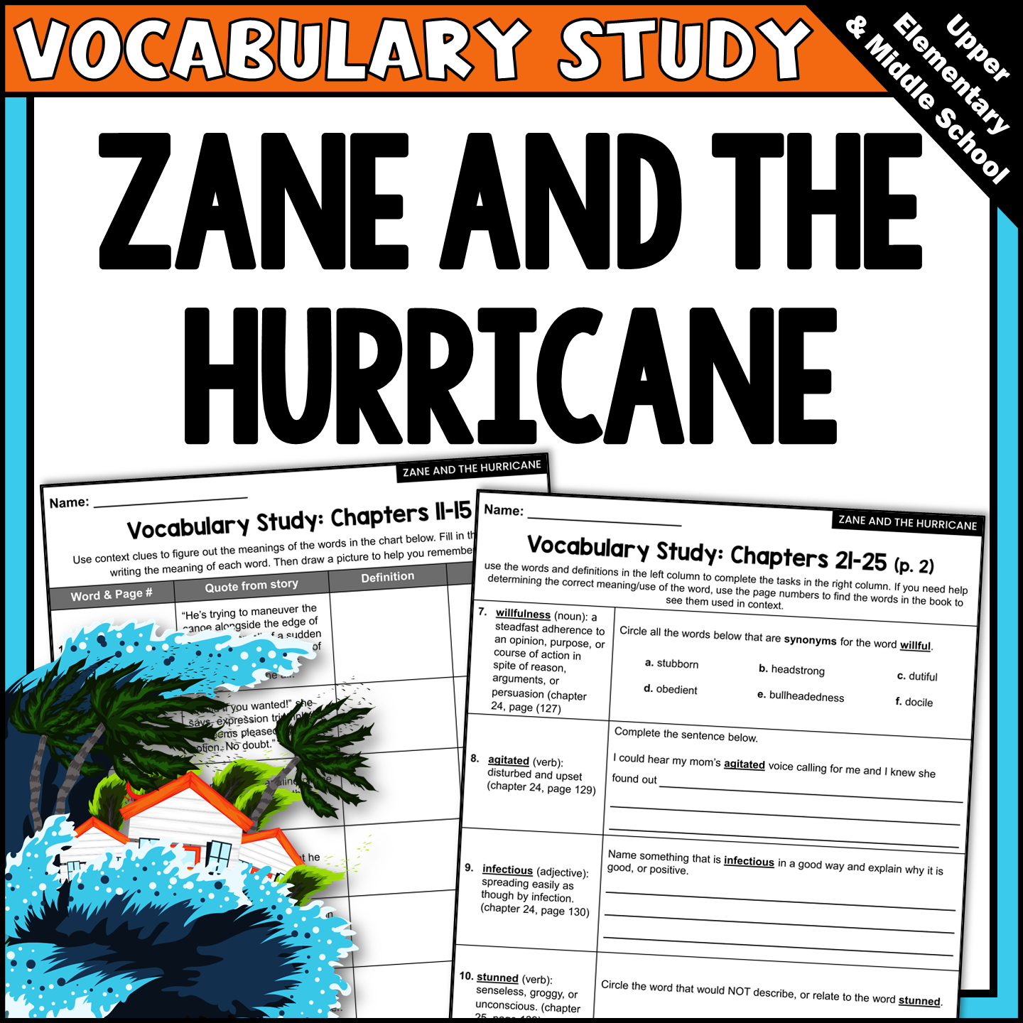 Zane And The Hurricane Novel Study Vocabulary Activities And Quizzes Made By Teachers